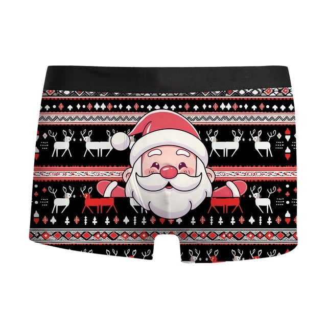 Mens Briefs 2x Brief Mens Underwear Large Anatomical Underwear Adult Christmas Printed Breathable And Comfortable Inner Mid Rise With Waist Boyshort Underwea Black S
