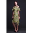 thumbnail image 2 of Bimba Robe Tunique Midi à Manches Flottantes Imprimé Géométrique Vert Épaules Dénudées pour Femmes - Très Grande Taille, 2 of 6