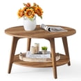 thumbnail image 1 of SONGMICS Table Basse Ronde pour la Maison, Table Basse à 2 Niveaux avec Rangement, pour Salon, 31,5 x 17,7 Pouces, Facile à Assembler, Brun Miel, 1 of 6
