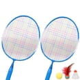 thumbnail image 2 of 1 Set Badminton Rackets Kids Badminton Training Tool Outdoor Sports Playing Toy Set with Three Balls (Blue), 2 of 8