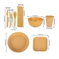 thumbnail image 2 of Btomtd 8-piece Set Of Straw Tableware Including Knives Forks Spoons Bowls Dishes Outdoor Portable Tableware Set, Yellow, 2 of 5