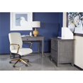 thumbnail image 2 of Mid-Back White Faux Leather Chair with Gold Finish Arms and Base K/D, 2 of 7