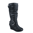 thumbnail image 1 of Bottes Mode pour Femmes à Fermeture Éclair Hauteur Genou, Talon Compensé Décontracté, Chaussures d'Hiver ( Noir, 10), 1 of 5