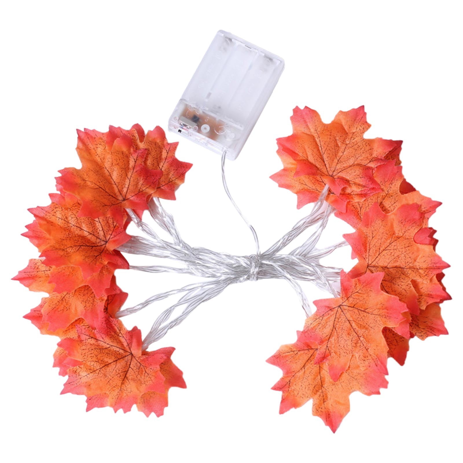 AKEGAMN Thanksgiving Halloween Battery Box LED Maple Leaf Light String Indoor And Outdoor Decorative Light String 6 Meters 40 Lights Double Leaf Three Battery Box Please protect it when using it out
