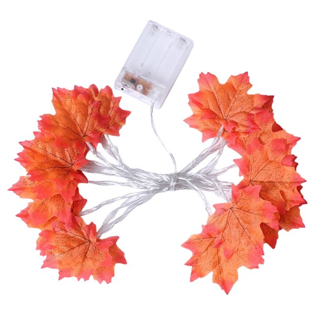 AKEGAMN Thanksgiving Halloween Battery Box LED Maple Leaf Light String Indoor And Outdoor Decorative Light String 6 Meters 40 Lights Double Leaf Three Battery Box Please protect it when using it out