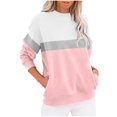 thumbnail image 1 of Meichang Sweatshirts pour Femmes Manches Longues Col Rond Décontracté Pull Mode Bloc de Couleur Sweatshirts Confortables Automne Pull avec Poche, 1 of 4