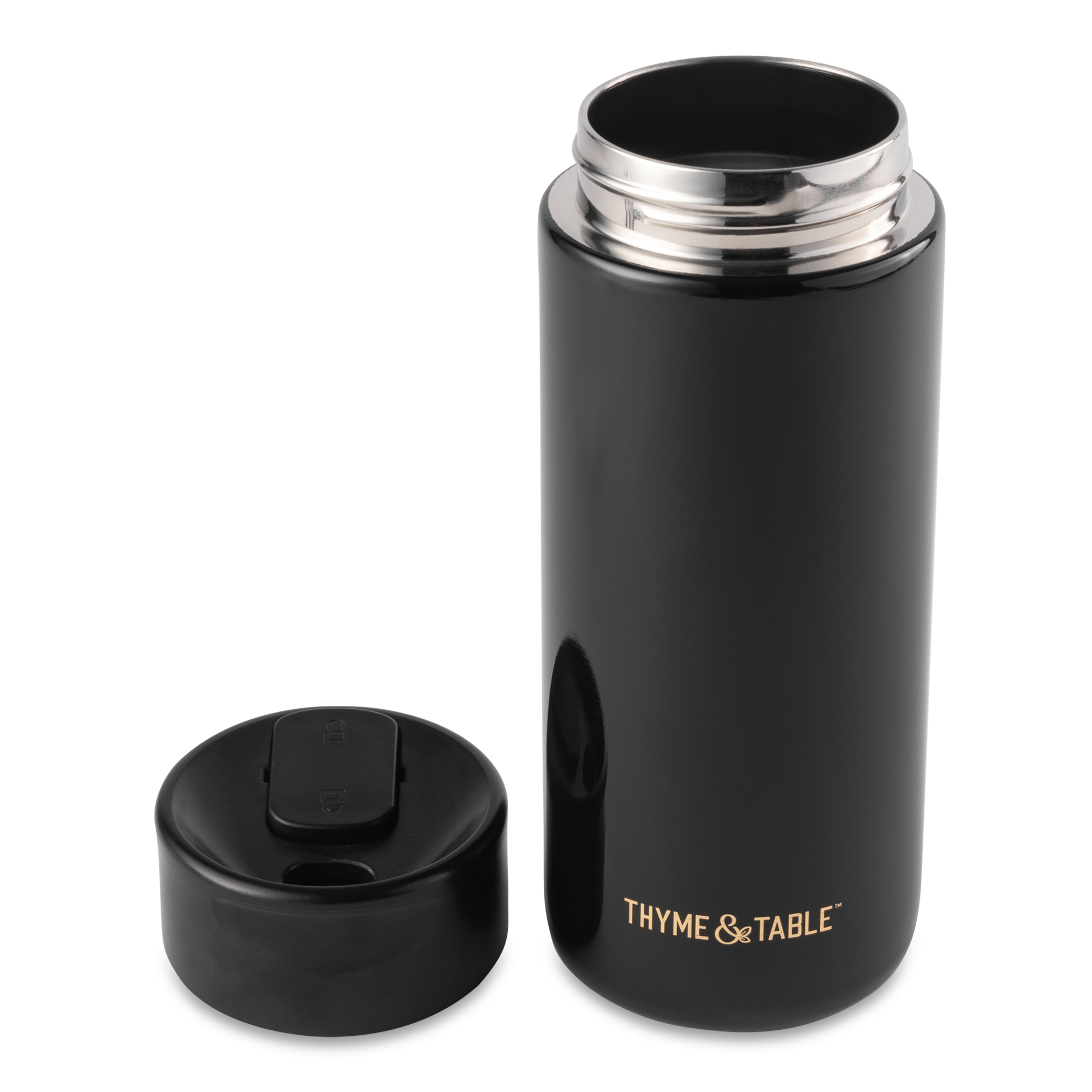 Gobelet à café isotherme à double paroi en acier inoxydable Thyme & Table, 65 cl, noir
