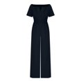 thumbnail image 2 of Birdeem Womens One Line Neck Waist Loose Straight Jumpsuit Versatile Pants, 2 of 5