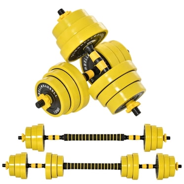 Soozier Ensemble d'haltères courtes ou longues 20 Kg - barre d'extension incluse - musculation réglable - entraînement musculaire & haltérophilie