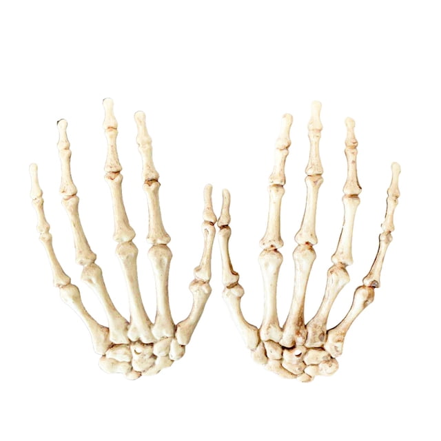 Pair Of Plastic Skeleton Hands Halloween Decoration Prop For Cosplay Party Prank 6 X 4 Inches Style B white