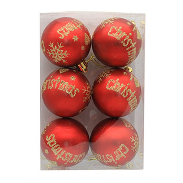 6Pcs Christmas Balls Festive Exquisite Decorative Glittery Tree Letter Color Painted Balls Decor for Christmas