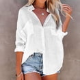 thumbnail image 2 of Timegard Womens Shirts Button down Tops Long Sleeve Lapel V Neck Blouse Fall Lightweight Shirts Tops, 2 of 9