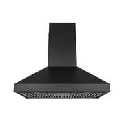 Hauslane Wall Mount Range Hood 30 Inch, Pro Model, Matt Black Stainless Steel Range Hood, Strong Suction, Changeable LED Lamps, 6” Duct or Ductless, Kitchen Hood Vent, Stove Hood Vent