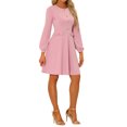 thumbnail image 4 of INSPIRE CHIC Robe de Travail pour Femme à Manches Longues avec Boutons Contrastants L Rose, 4 of 6