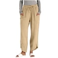 thumbnail image 3 of Sentmoon Comfy Pants Women Solid Color Drawstring High Waist Sweatpants Women Relaxed Fit Summer Plus Size Linen Pants for Women with Pocket for Working Out and Gym, 3 of 7