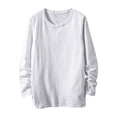 thumbnail image 1 of Jalioing T-Shirt en Coton pour Hommes Uni à Manches Longues Col Ras du Cou T-Shirt Basique Décontracté Ample Mode Chemises Hauts, 1 of 6