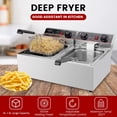thumbnail image 3 of Hakka Friteuses Commerciales, Friteuse Électrique de Comptoir 6 L Friteuse Professionnelle à Double Réservoir, Acier Inoxydable, 3 of 6