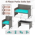 thumbnail image 3 of Gymax Set of 4 Patio Conversation Set w/Seat Cushions & Tempered Glass Tabletop Porch Turquoise, 3 of 6