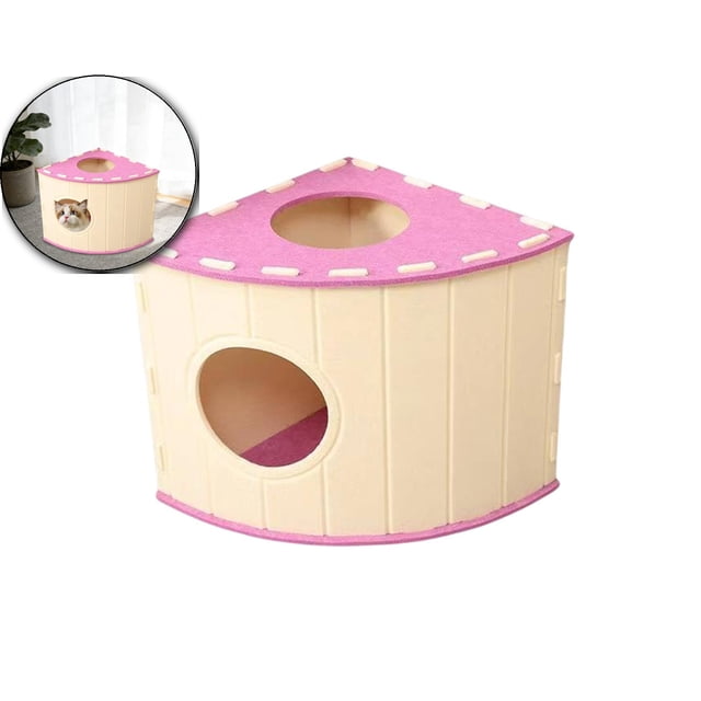 Lit pour Chat en Feutre en Forme d'Éventail – Grande Cachette Fermée pour Plusieurs Chats avec Conception Résistante aux Égratignures et Respirante – Toutes Saisons, outil-Free Assembly, Grotte pour Animal Gain de Place pour Dormir