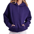 thumbnail image 2 of MeetoTime Sweat à Capuche à Manches Longues pour Femmes, Polaire, Grande Poche, Pull, 2 of 6