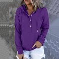 thumbnail image 2 of Timegard Hoodies for Women Button Long Sleeve Sweatshirts Pullover Fall Winter Loose Top with Pocket, 2 of 6