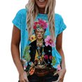 thumbnail image 1 of Qualitchoice T-Shirt Blouse Peinture à l'Huile pour Femmes Col Rond Chemise Amusante Hauts d'Été Mode Vêtements Chandail Décontracté Col Rond OFSAS-00529 S, 1 of 5