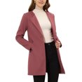 thumbnail image 1 of INSPIRE CHIC Women's Half Lapel Long Sleeves One Button Winter Mid-Length Overcoat M Dusty Pink, 1 of 5