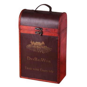 Wine Bottle Box Double Bottles Vintage Top Handle Wooden Wine Box Wine Gift Box