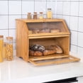 thumbnail image 2 of HOMEKOKO Double Layer Large Bread Box for Kitchen Counter, Wooden Large Capacity Bread Storage Bin (Natural Bamboo), 2 of 2