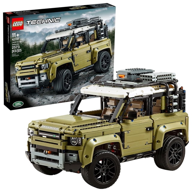 LEGO Technic Land Rover Defender 42110 Ensemble de Construction de Jouet en Vert olive et Blanc avec Emblèmes Authentiques de Land Rover, Jantes Originales avec Pneus Adhérents au Sol, Porte-Bagages de Toit Amovible avec Coffre de Rangement, Sacoche, Échelle et Tapis de traction, Exposé avec Sa Boîte sur une surface Rocheuse, Convient aux Collectionneurs de Modèles.