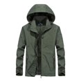 thumbnail image 1 of Veste de Pluie Imperméable pour Hommes, Légère, avec Capuche et Fermeture Éclair, Manteau de Randonnée, L, Vert Armée, 1 of 8
