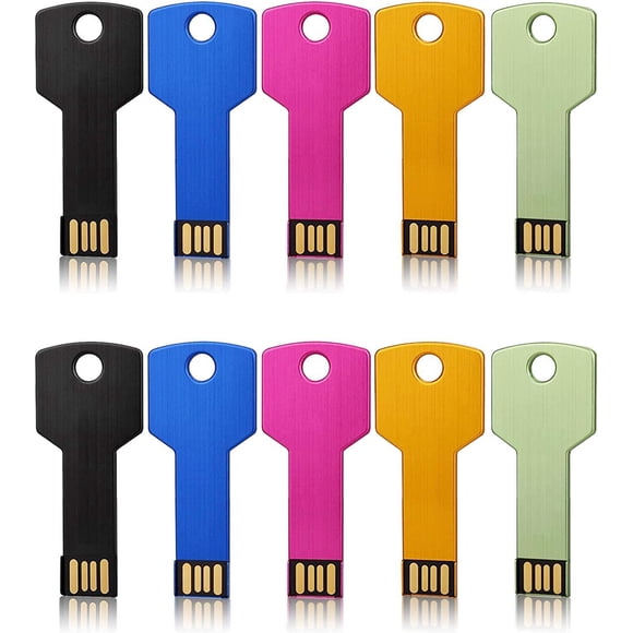 Clé USB 2.0 8 Go, Lot de 10, Clé USB Couleur en Forme de Clé, Clé USB en Métal, Clé USB Zippée Portable USB 1.8 Go* 5 Couleurs Assorties