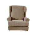 thumbnail image 1 of Housse Extensible 2 Pcs pour Fauteuil à Dossier Ailé, Housse Extensible pour Fauteuil, Sofa, Canapé, Sable, 1 of 8