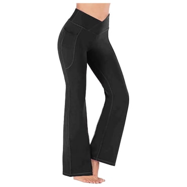 Bocqde Bootcut Yoga Pants for Women Solid Casual Wide Leg Pants Stretch Slim Fit High Waist Flared Trousers Ladies Gym Workout Leggings