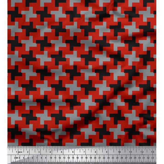 Soimoi Poly Georgette Fabric Abstract Geometric Print Fabric by The Yard 52 Inch Wide