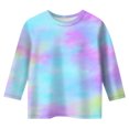thumbnail image 4 of Splozh Longues Shirt Chandail à Manches Fille Décontracté Col Rond T - à Manches Trois Quarts Régulier Basique Haut à Manches 3/4 Bleu Pâle, 3-4 Ans, 4 of 5