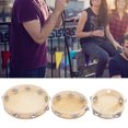 thumbnail image 3 of Tambourine Drum, Cowhide Wood Handheld Tambourine, Lightweight Single Row 3Pcs For Percussion Music, 3 of 8