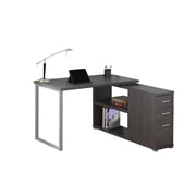 Monarch Specialties Computer Desk, Home Office, Corner, Left, Right Set-up, Storage Drawers, L Shape, Work, Laptop, Metal, Laminate, Grey, Contemporary, Modern