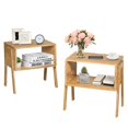 thumbnail image 1 of Costway Ensemble de 2 Tables de Nuit en Bambou Empilables Table de Canapé Table de Chevet avec Tablette de Rangement, 1 of 10
