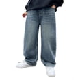 thumbnail image 2 of PMVFHDE Pantalon Garçon Jeans pour Garçons avec Taille Élastique Pantalon en Denim pour Enfants Printemps/automne Jeans Amples Pantalon Cargo Vêtements Garçon Bleu,160, 2 of 6