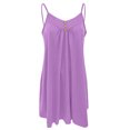 thumbnail image 3 of Leutsin Ladies V-neck Mid-Waist Loose Button Solid Color Sleeveless Suspender Dress, 3 of 4