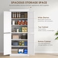 thumbnail image 4 of HOMCOM Freestanding 4 Door Kitchen Pantry Cabinet with Shelves White, 4 of 10