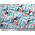 thumbnail image 3 of Soimoi Blue Viscose Chiffon Fabric Floral & Toucan Bird Decor Fabric Printed BTY 42 Inch Wide, 3 of 3