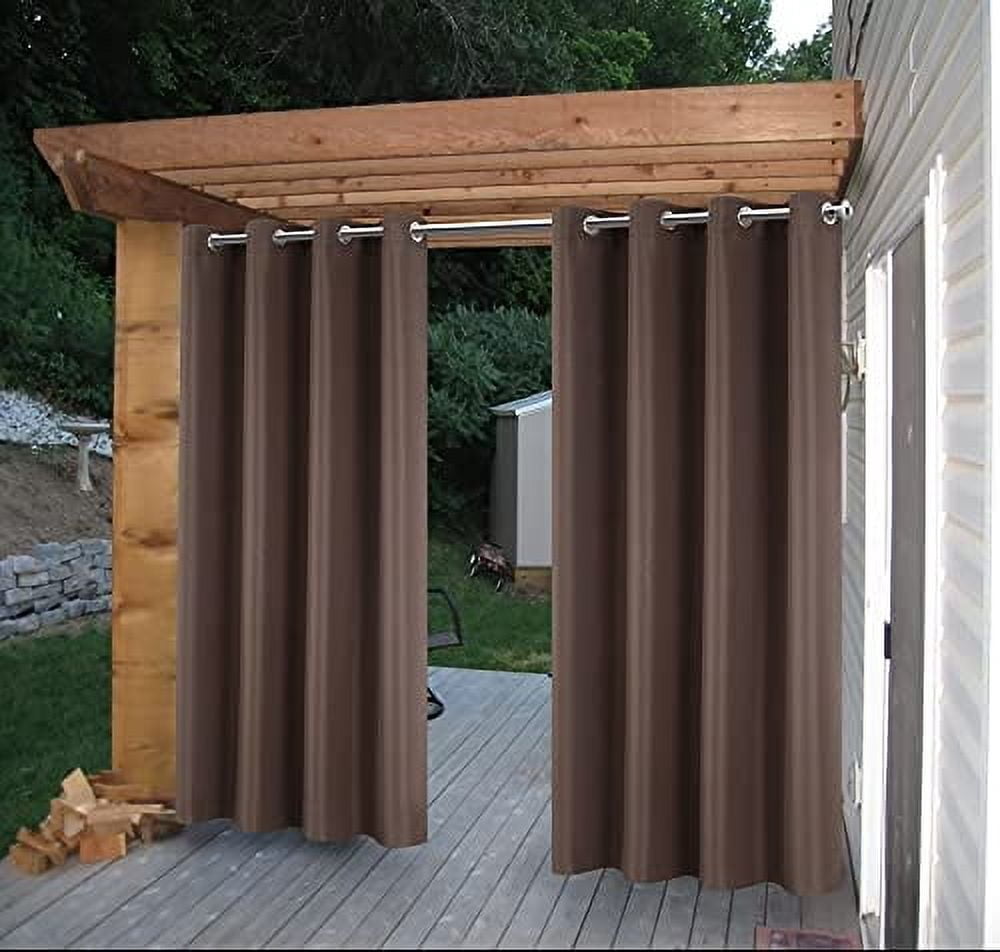 Cross Land Rideau Imperméable d'Extérieur pour patio,Jardin,Balcon, Antirouille à Oeillets - Rideau/drape à Oeillets Isolé Thermiquement Intérieur Extérieur,L54"TG84 Pouces,Mocha,1 Panneau