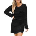 thumbnail image 4 of cfhntfmh Robes de Plage pour Femmes Été Mode Ajourée Couvre-Maillot U.S Douce à Manches Longues Col Ras du Cou Robe Mini Tricotée, 4 of 4