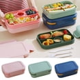 thumbnail image 1 of Tyidzon Student Bento Box, 2000ML Large Capacity 2 Layer Bento Box Adult Lunchable Food Container with Utensils Bento Box for Dining Out, Work - Blue, 1 of 8