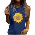 thumbnail image 5 of Hauts Grande Taille pour Femmes Débardeur Sans Manches Imprimé Fleurs de Soleil Été et Printemps Col Rond Décontracté Ample Confortable T-Shirts, 5 of 5