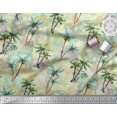 thumbnail image 2 of Soimoi Moss Georgette Fabric Check,Text & Coconut Tree Print Fabric by The Yard 42 Inch Wide, 2 of 2