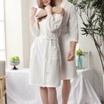 thumbnail image 2 of thinsony Women Water Absorption Bath Robe Solid Waffle Bathrobe Spa Home Dress Nightgown, 2 of 5