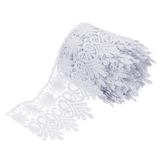 Uxcell 3.14 inch Wide 10 Yard Lace Ribbon Floral Pattern White Embroidered Lace Trim for Sewing Making, Gift Wrapping